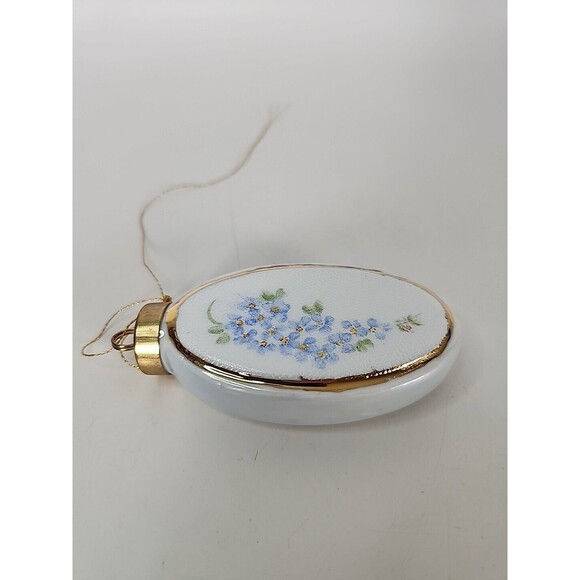 Lou Horn Hand Painted Ceramic Porcelain Christmas Ornament Floral Signed Vtg - Picture 2 of 11